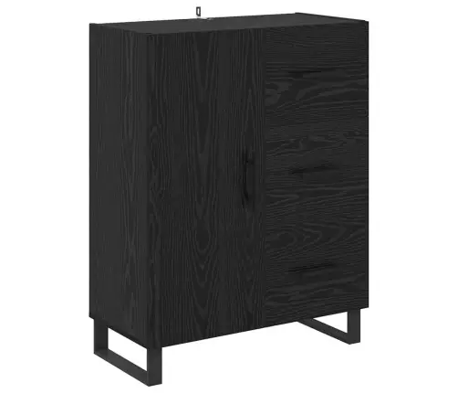 Augstais Skapītis 2 Pcs Melns Ozolkoks Inženierijas Koks Vidaxl