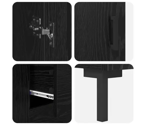 Augstais Skapītis 2 Pcs Melns Ozolkoks 69,5 X 34 X 180 Cm Vidaxl