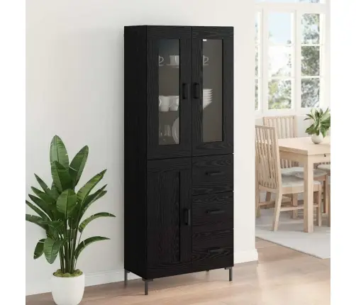 Augstais Skapītis 2 Pcs Melns Ozolkoks 69,5 X 34 X 180 Cm Vidaxl