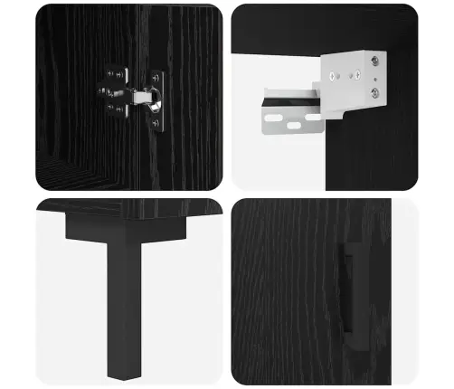 Augstais Skapītis 2 Pcs Melns Ozolkoks Inženierijas Koks Vidaxl