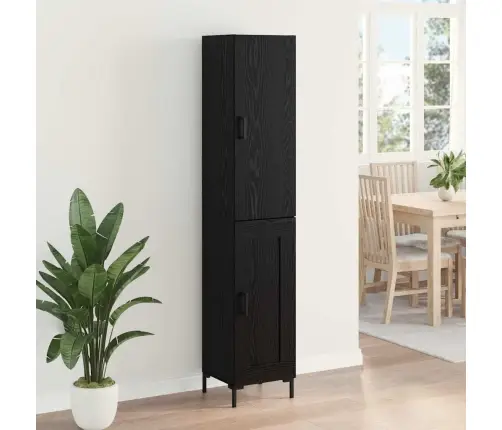 Augstais Skapītis 2 Pcs Melns Ozolkoks Inženierijas Koks Vidaxl