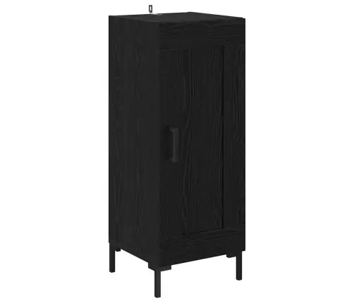 Augstais Skapītis 2 Pcs Melns Ozolkoks Inženierijas Koks Vidaxl