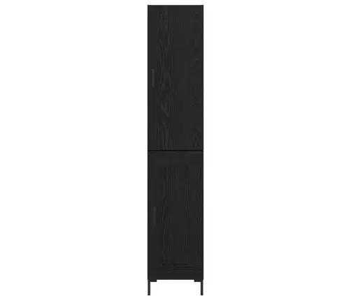 Augstais Skapītis 2 Pcs Melns Ozolkoks Inženierijas Koks Vidaxl