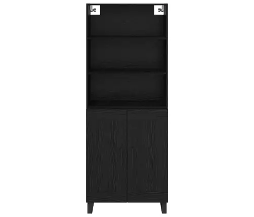 Augstais Skapītis 2 Pcs Melns Ozolkoks Inženierijas Koks Vidaxl