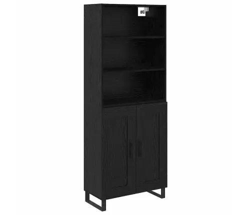 Augstais Skapītis 2 Pcs Melns Ozolkoks Inženierijas Koks Vidaxl