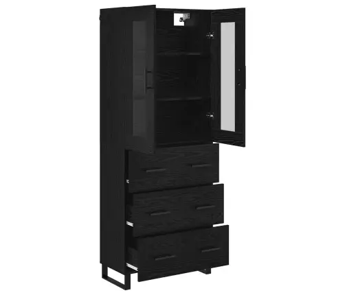 Augstais Skapītis Melns Ozolkoks 69,5 X 34 X 180 Cm Vidaxl