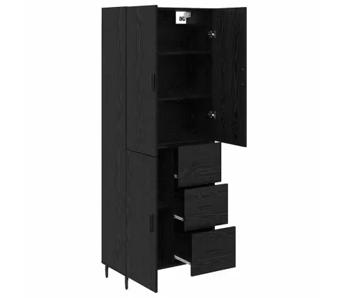 Aukštas Spintelė Su Stalčių 2 Pcs Juoda Ąžuolo