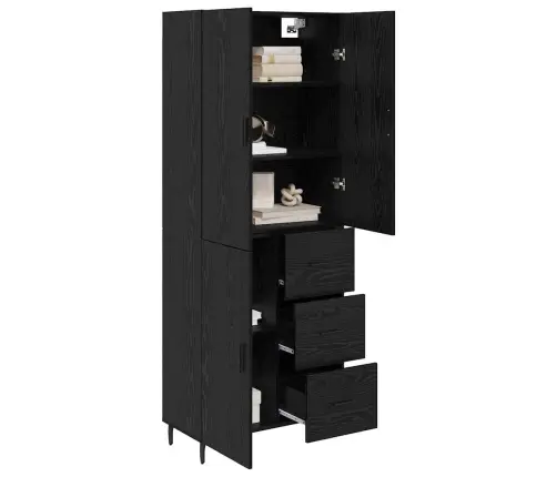 Aukštas Spintelė Su Stalčių 2 Pcs Juoda Ąžuolo