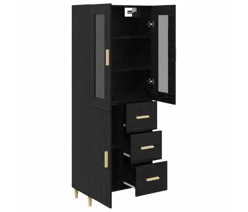 Aukštas Spintelė 2 Pcs Juodas Ąžuolas Apdirbta Mediena