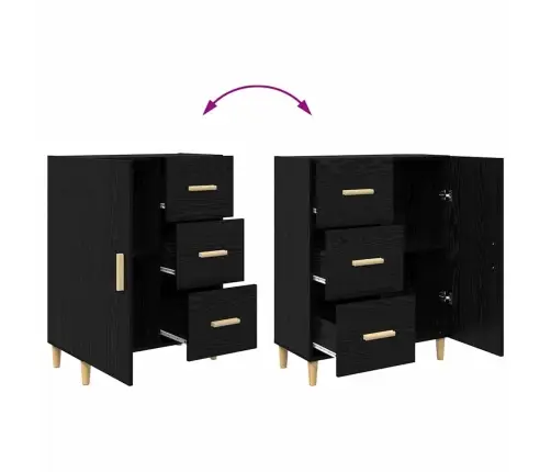 Aukštas Spintelė 2 Pcs Juodas Ąžuolas Apdirbta Mediena