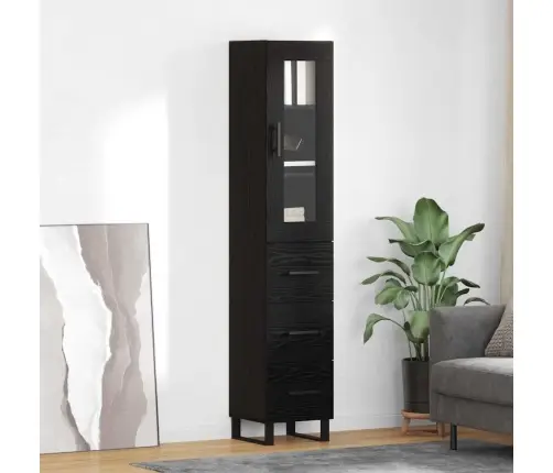 Augstais Skapītis Melns Ozolkoks 69,5 X 34 X 180 Cm Vidaxl