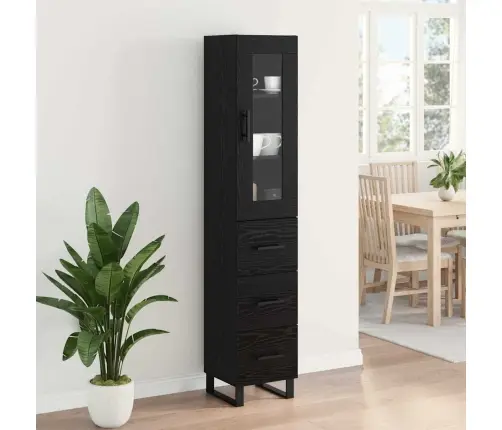 Augstais Skapītis Melns Ozolkoks 69,5 X 34 X 180 Cm Vidaxl