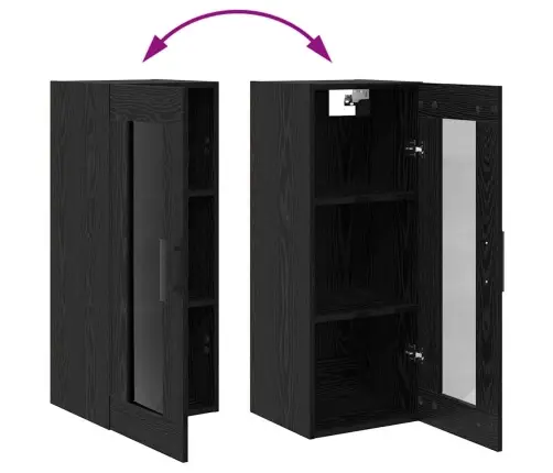 Augstais Skapītis Melns Ozolkoks 69,5 X 34 X 180 Cm Vidaxl