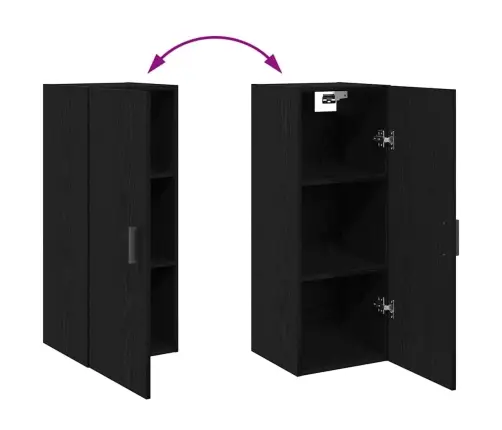 Augstais Skapītis 2 Pcs Melns Ozolkoks Inženierijas Koks Vidaxl