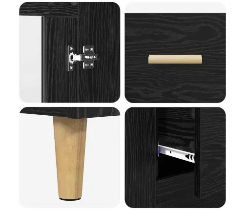 Kõrgushein Seinale Kinnitatav 2 Pcs Must Tamm Tehispuit