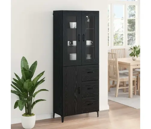 Augstais Skapītis Melns Ozolkoks 69,5 X 34 X 180 Cm Vidaxl