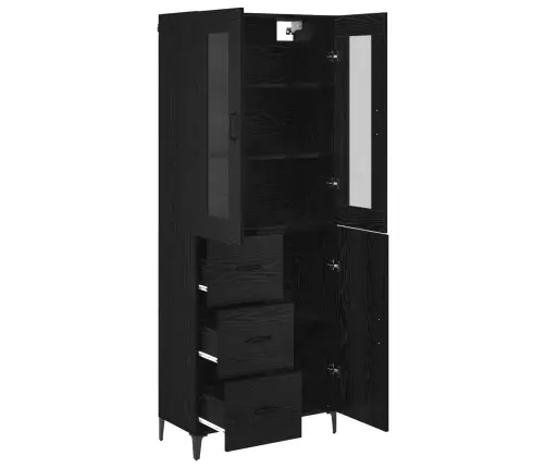 Augstais Skapītis Melns Ozolkoks 69,5 X 34 X 180 Cm Vidaxl