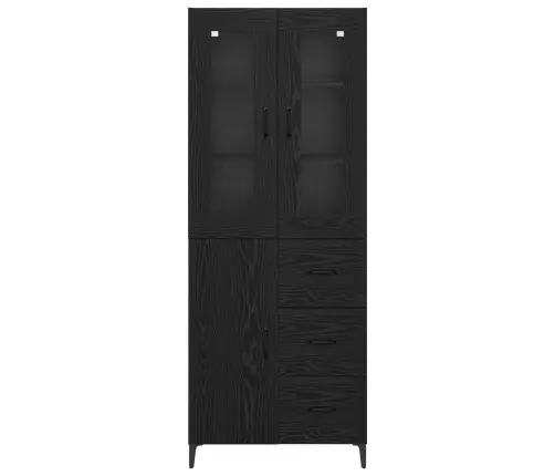 Augstais Skapītis Melns Ozolkoks 69,5 X 34 X 180 Cm Vidaxl