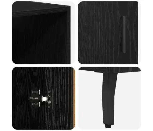 Augstais Skapītis 2 Pcs Melns Ozolkoks 69,5 X 34 X 180 Cm Vidaxl