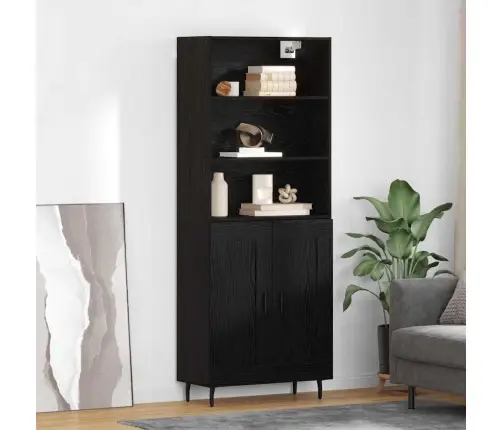 Augstais Skapītis 2 Pcs Melns Ozolkoks 69,5 X 34 X 180 Cm Vidaxl