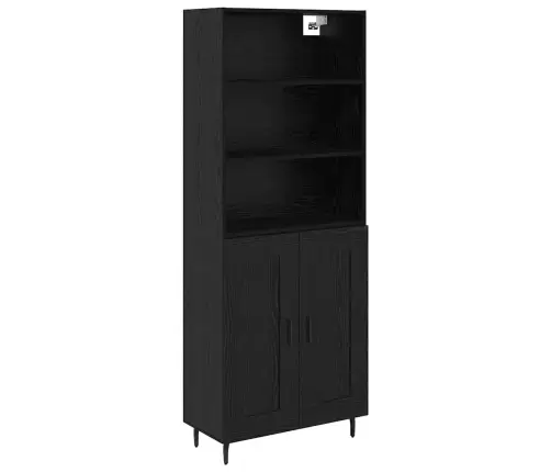 Augstais Skapītis 2 Pcs Melns Ozolkoks 69,5 X 34 X 180 Cm Vidaxl