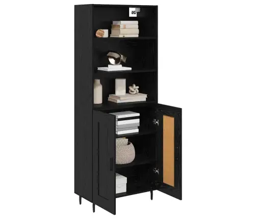 Augstais Skapītis 2 Pcs Melns Ozolkoks 69,5 X 34 X 180 Cm Vidaxl