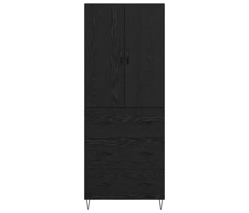 Augstais Skapītis 2 Pcs Melns Ozolkoks Inženierijas Koks Vidaxl