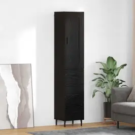Augstais Skapītis Melns Ozolkoks 34,5 X 34 X 180 Cm Vidaxl