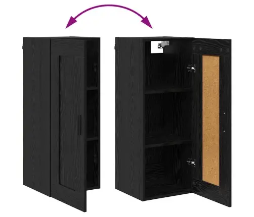 Augstais Skapītis Melns Ozolkoks 34,5 X 34 X 180 Cm Vidaxl