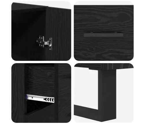 Kõrgushein Sahtliga 2 Pcs Must Tamm Kunstlik Puit Ja Klaas