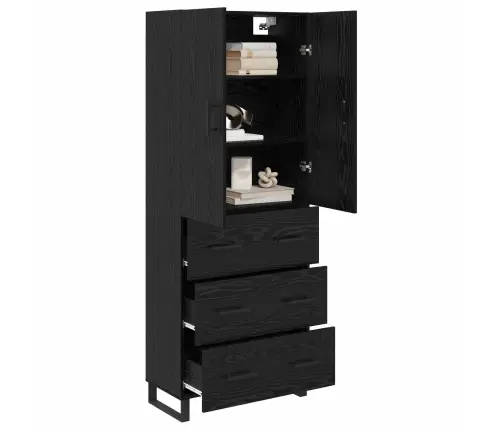 Kõrgushein Sahtliga 2 Pcs Must Tamm Kunstlik Puit Ja Klaas