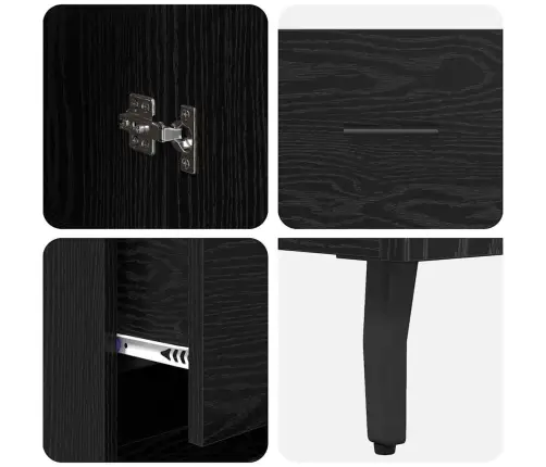 Aukštas Spintelė Su Stalčių Juodas Ąžuolas 34,5 X 34 X 180 Cm