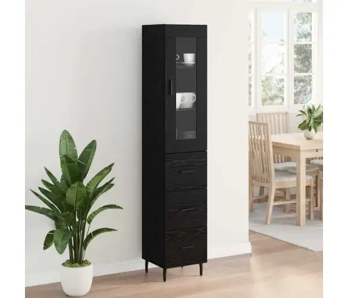 Aukštas Spintelė Su Stalčių Juodas Ąžuolas 34,5 X 34 X 180 Cm