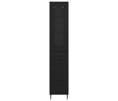 Aukštas Spintelė Su Stalčių Juodas Ąžuolas 34,5 X 34 X 180 Cm