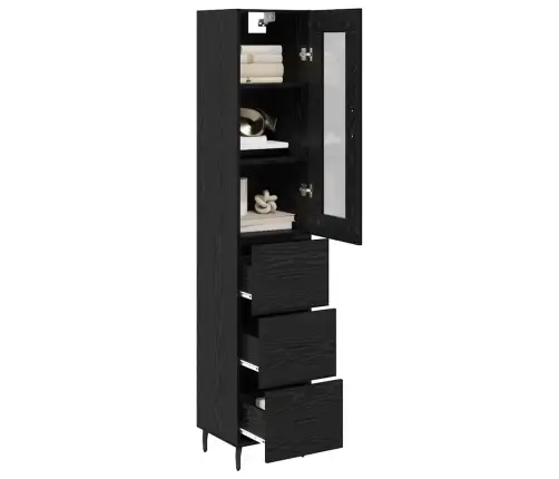 Aukštas Spintelė Su Stalčių Juodas Ąžuolas 34,5 X 34 X 180 Cm