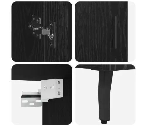 Augstais Skapītis Melns Ozolkoks 69,5 X 34 X 180 Cm Vidaxl