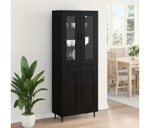 Augstais Skapītis Melns Ozolkoks 69,5 X 34 X 180 Cm Vidaxl