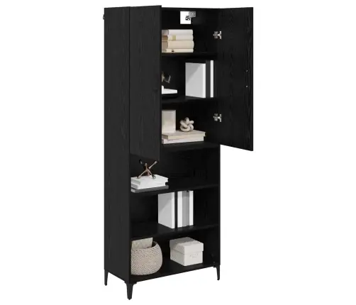 Augstais Skapītis Melns Ozolkoks 69,5 X 34 X 180 Cm Vidaxl