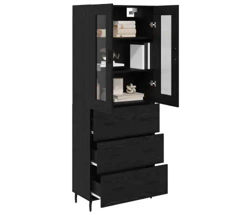 Augstais Skapītis Melns Ozolkoks 69,5 X 34 X 180 Cm Vidaxl