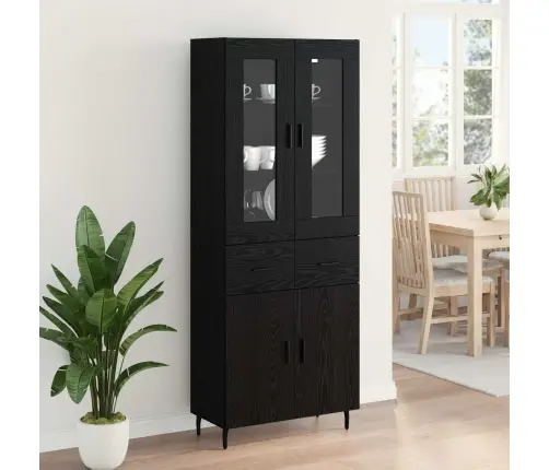 Augstais Skapītis Melns Ozolkoks 69,5 X 34 X 180 Cm Vidaxl