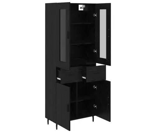 Augstais Skapītis Melns Ozolkoks 69,5 X 34 X 180 Cm Vidaxl