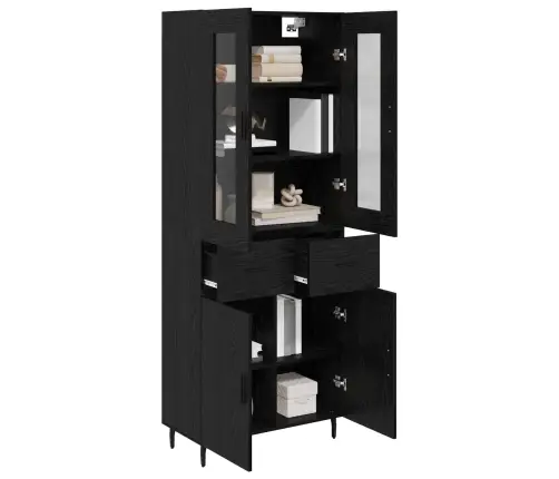 Augstais Skapītis Melns Ozolkoks 69,5 X 34 X 180 Cm Vidaxl