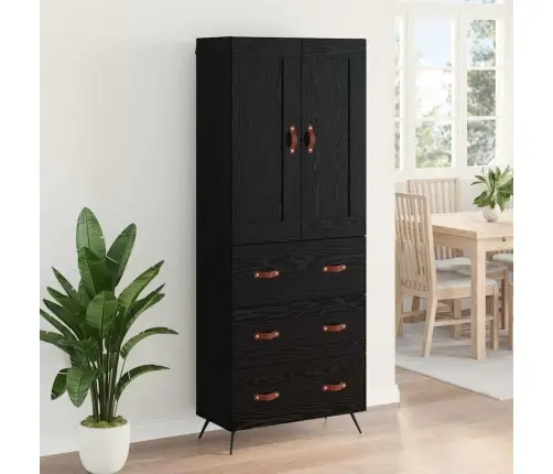 Augstais Skapītis Melns Ozolkoks 69,5 X 34 X 180 Cm Vidaxl
