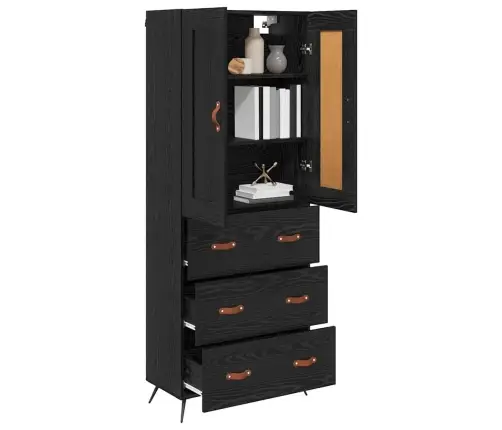 Augstais Skapītis Melns Ozolkoks 69,5 X 34 X 180 Cm Vidaxl