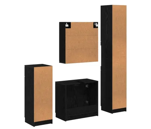 Vannitoa Mööbleset Sahtliga Riiuliga 4 Pcs Must Tamm Tehispuit