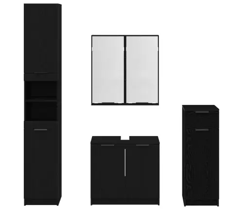 Vannitoa Mööbleset Sahtliga Riiuliga 4 Pcs Must Tamm Tehispuit