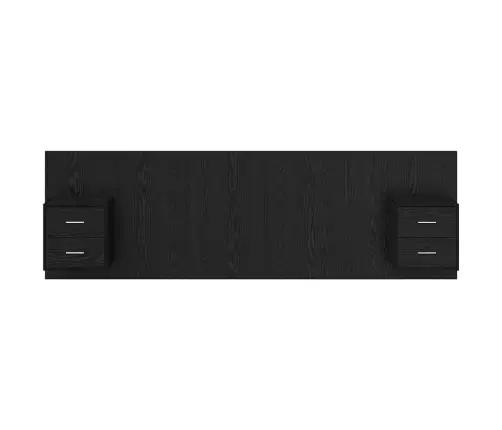 Gultas Galvas Dēlis Ar Skapīšiem 3 Pcs Melns Ozolkoks Vidaxl