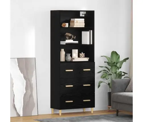 Augstais Skapītis 2 Pcs Melns Ozolkoks 69,5 X 34 X 180 Cm Vidaxl