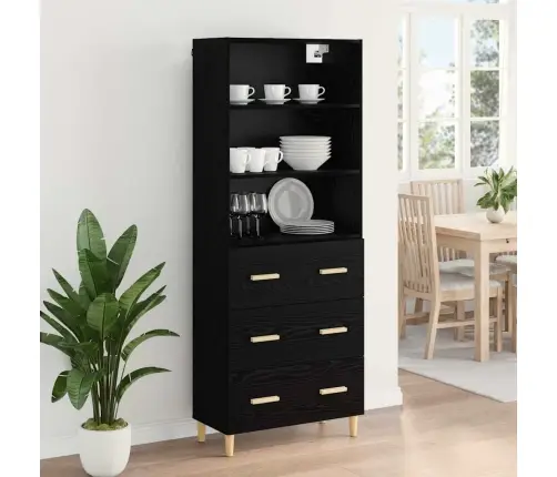 Augstais Skapītis 2 Pcs Melns Ozolkoks 69,5 X 34 X 180 Cm Vidaxl