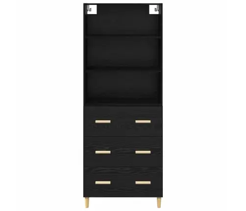 Augstais Skapītis 2 Pcs Melns Ozolkoks 69,5 X 34 X 180 Cm Vidaxl